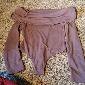 Off the shoulder long sleeve bodysuit